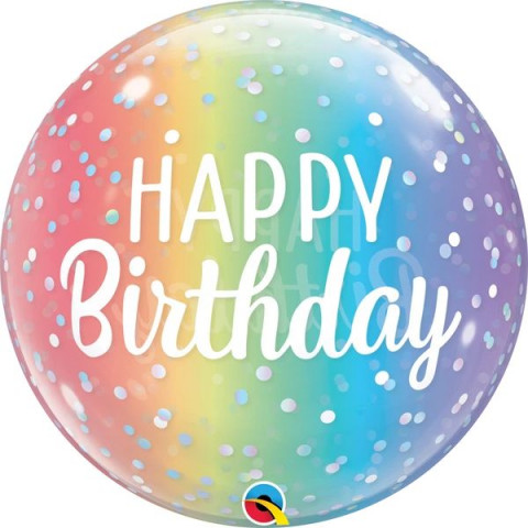 Balão Bubble Happy Birthday 55cm