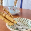 6 Colheres Café Prata com Bambu Natural