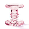 Castiçal Vidro Rosa 11cm