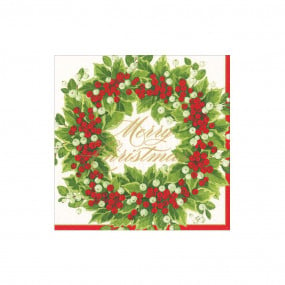 Guardanapos Holly and Berry Wreath Merry Christmas P