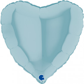 Balão Coração Azul Claro Pastel 36cm