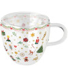 Chávena Vidro Duplo Ornaments all over red 0.2L