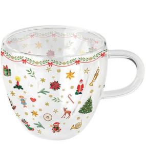Chávena Vidro Duplo Ornaments all over red 0.2L