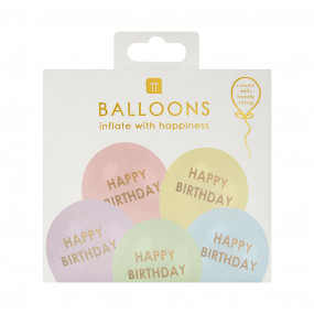 5 Balões Pastel Happy Birthday Pastel