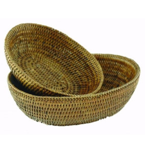 Cesto Pão Oval Rattan ESCURO 20cm