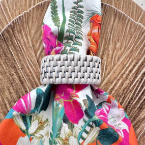 Argola Guardanapo RATTAN Branca
