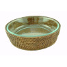 Tabuleiro Rattan ESCURO com PYREX 28CM