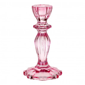 Castiçal Vidro Rosa