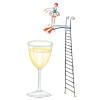 Postal Diving Into Wine Glass