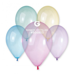 50 Balões Rainbow Cristal 33CM