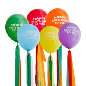 6 Balões Happy Birthday Tassels