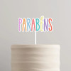 Topo de Bolo MDF Branco+ Acrilico Pastel Parabéns