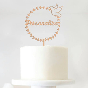 Topo de Bolo MDF Personalizado Moldura Pomba