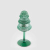 Castiçal Vidro Pinheiro Verde 19cm