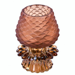 Castiçal Vidro Castanho Claro 12,5cm