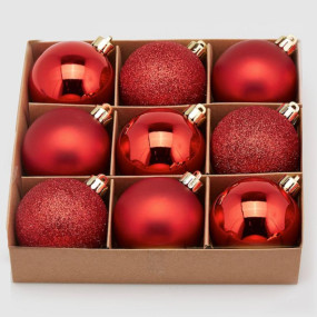 Caixa Bolas Natal Vermelhas 8cm