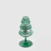 Castiçal Vidro Pinheiro Verde 16cm