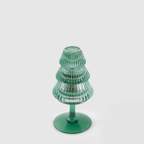 Castiçal Vidro Pinheiro Verde 16cm