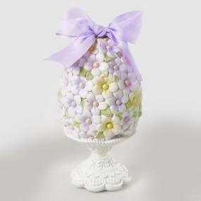 Ovo Flores 20cm Laço Lilás