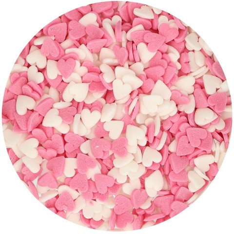 Confetis Corações rosa e branco