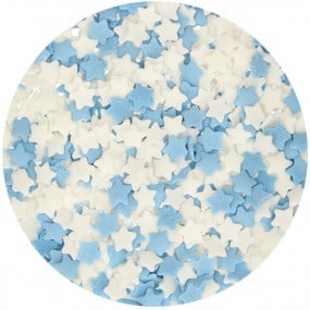 Confetis Estrelas Brancas e Azuis