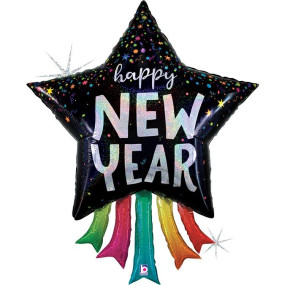 Balão Happy New Year Estrela 109cm