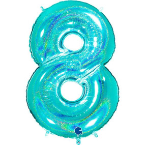 Balão #8 Azul Glitter