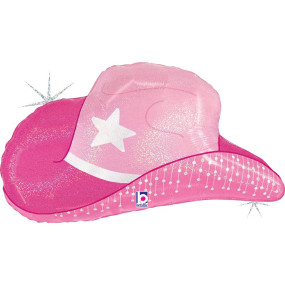 Balão Chapéu Cowboy rosa 66cm