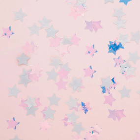 Confetis Estrelas Iridiscentes e Prata 