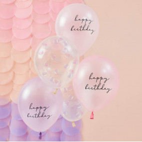 Balões Happy Birthday Conchas - conj.5