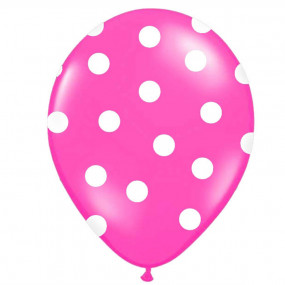 6 Balões Rosa Forte Bolinhas