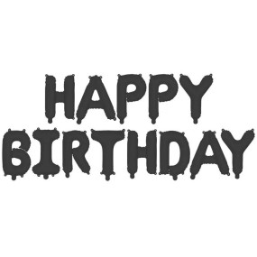 Grinalda Balões Happy Birthday Preto