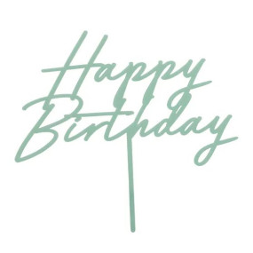Topo Happy Birthday Verde Claro Acrílico