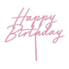 Topo Happy Birthday Rosa Acrílico