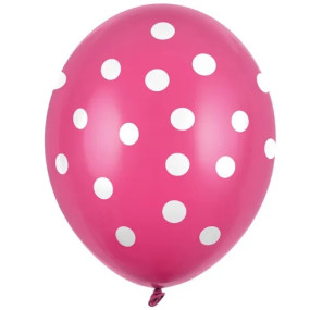 6 Balões Rosa Forte Bolinhas