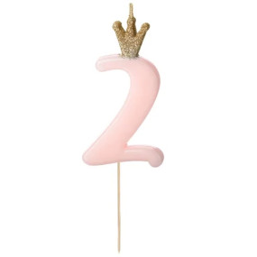 Vela Número 2 Rosa Coroa