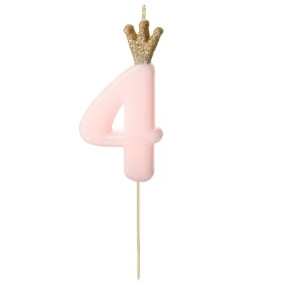 Vela Número 4 Rosa Coroa