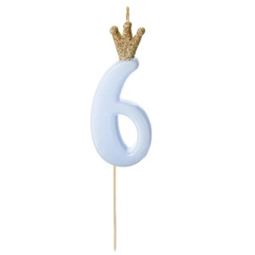 Vela Número 6 Azul Coroa