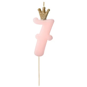 Vela Número 7 Rosa Coroa