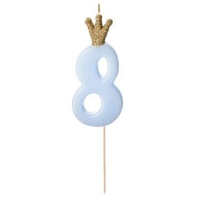 Vela Número 8 Azul Coroa