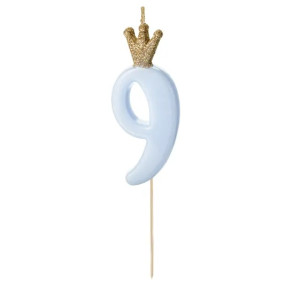 Vela Número 9 Azul Coroa