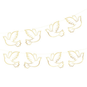 Grinalda Pombas Brancas com Dourado