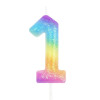 Vela Nº1 Glitter Rainbow