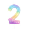 Vela Nº2 Glitter Rainbow