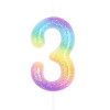 Vela Nº3 Glitter Rainbow
