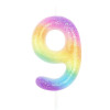 Vela Nº9 Glitter Rainbow