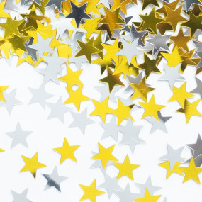 Confetis Estrelas Douradas e Prateadas