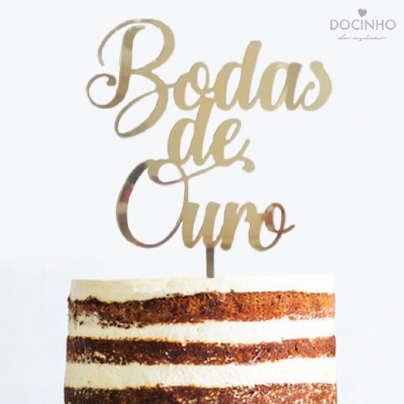 Topo Bolo Bodas Ouro 6794