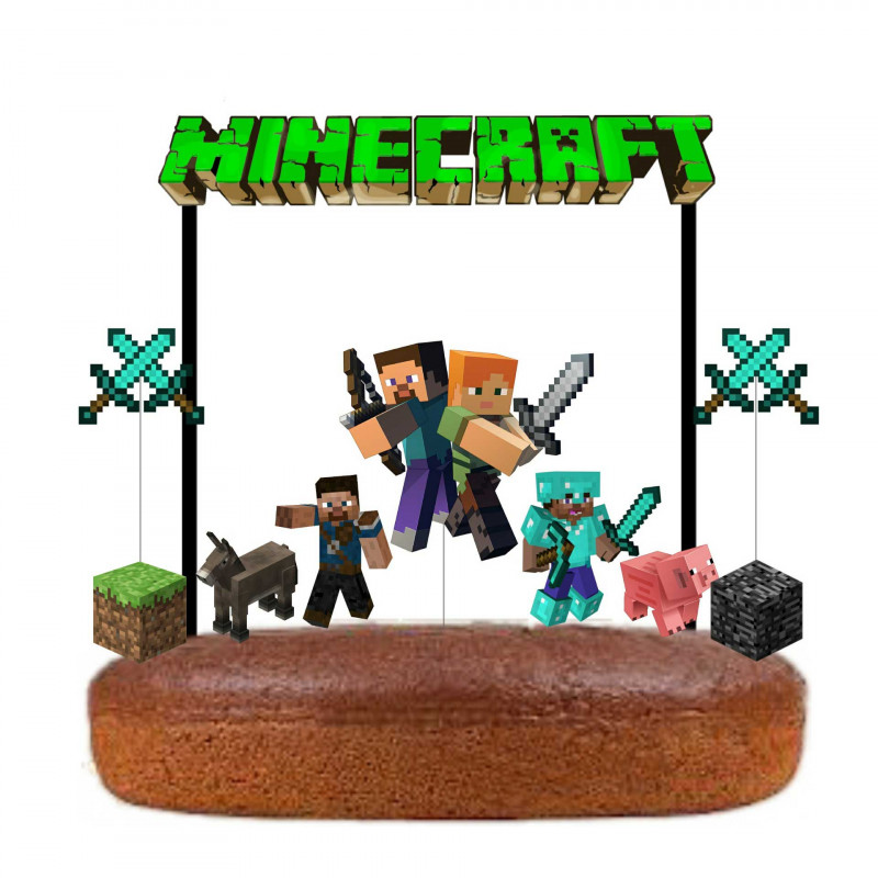 BOLO MINECRAFT + PRIMEIRO TOPPER DA NOSSA LOJA DE PERSONALIZADOS