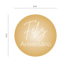 Aplique Ouro Redondo "FELIZ ANIVERSÁRIO"
